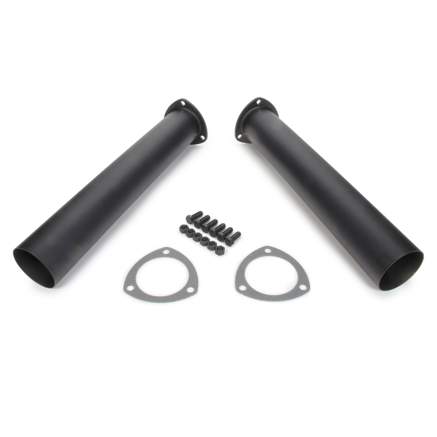 Hooker Collector Reducer Extension - 3 in 3-Bolt Inlet to 3 in Outlet - 18 in Long - Gaskets / - Black Paint - Pair