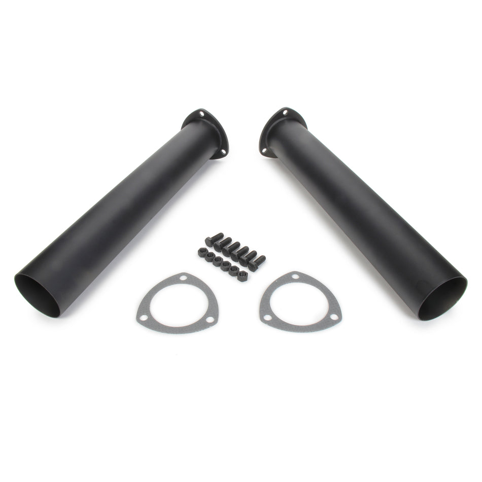 Hooker Collector Reducer Extension - 3 in 3-Bolt Inlet to 3 in Outlet - 18 in Long - Gaskets /  - Black Paint - Pair