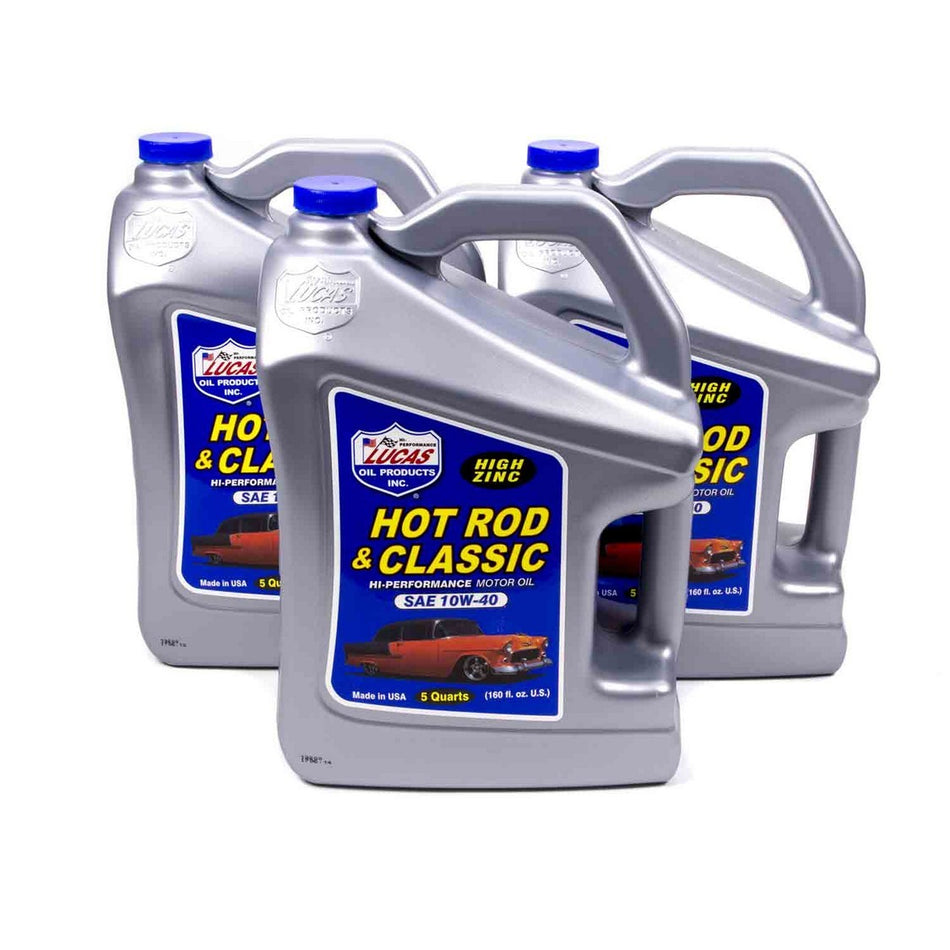 Lucas Oil Products Hot Rod and Classic Car Motor Oil ZDDP 10W40 Conventional - 5 qt