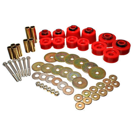 Energy Suspension Hyper-Flex Body Mount Bushing Hardware Included Steel/Polyurethane Zinc Oxide/Red