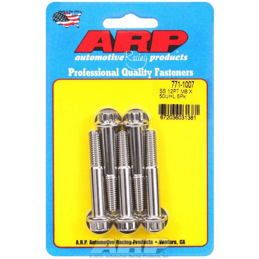 ARP 8 mm x 1.25 Thread Bolt 50 mm Long 10 mm 12 Point Head Stainless - Natural