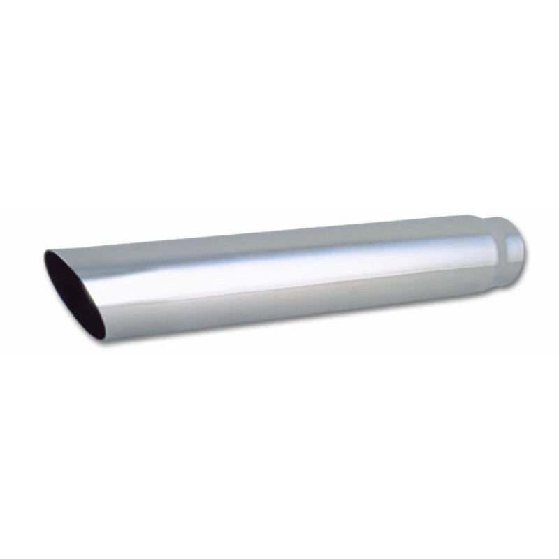 Vibrant Performance Weld-On Exhaust Tip - 2-1/2 in Inlet - 3-1/2 in Round Outlet - 20 in Long - Single Wall - Cut Edge - Angled Cut
