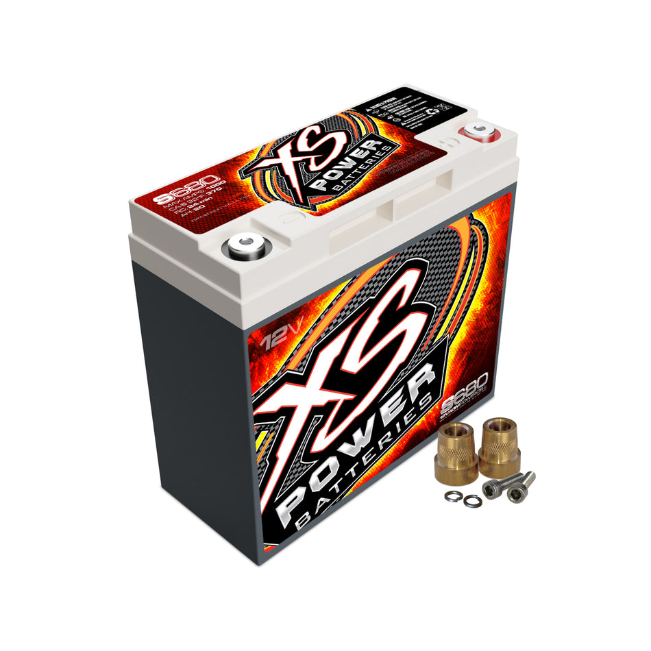 XS Power Battery S Series AGM Battery - 12V - 340 Cranking amps - Threaded Terminals - Top Terminals - 7.13 in L x 6.57 in H x 3.03 in W