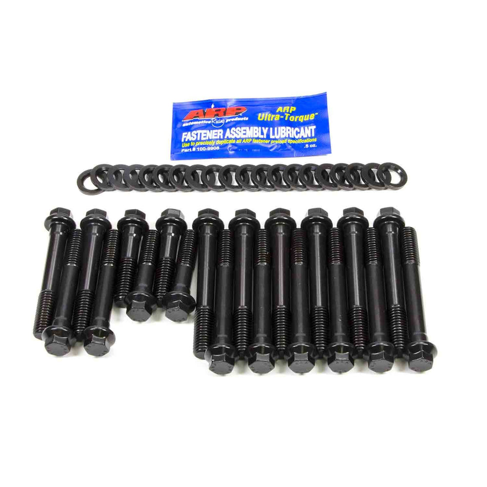 ARP High Performance Series Cylinder Head Bolt Kit - Hex Head - Chromoly - Black Oxide - D port - Pontiac V8 190-3607