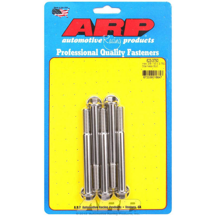 ARP Bolt - 3.750" Long - 3/8" Hex Head - Stainless - Polished - Universal - (Set of 5)