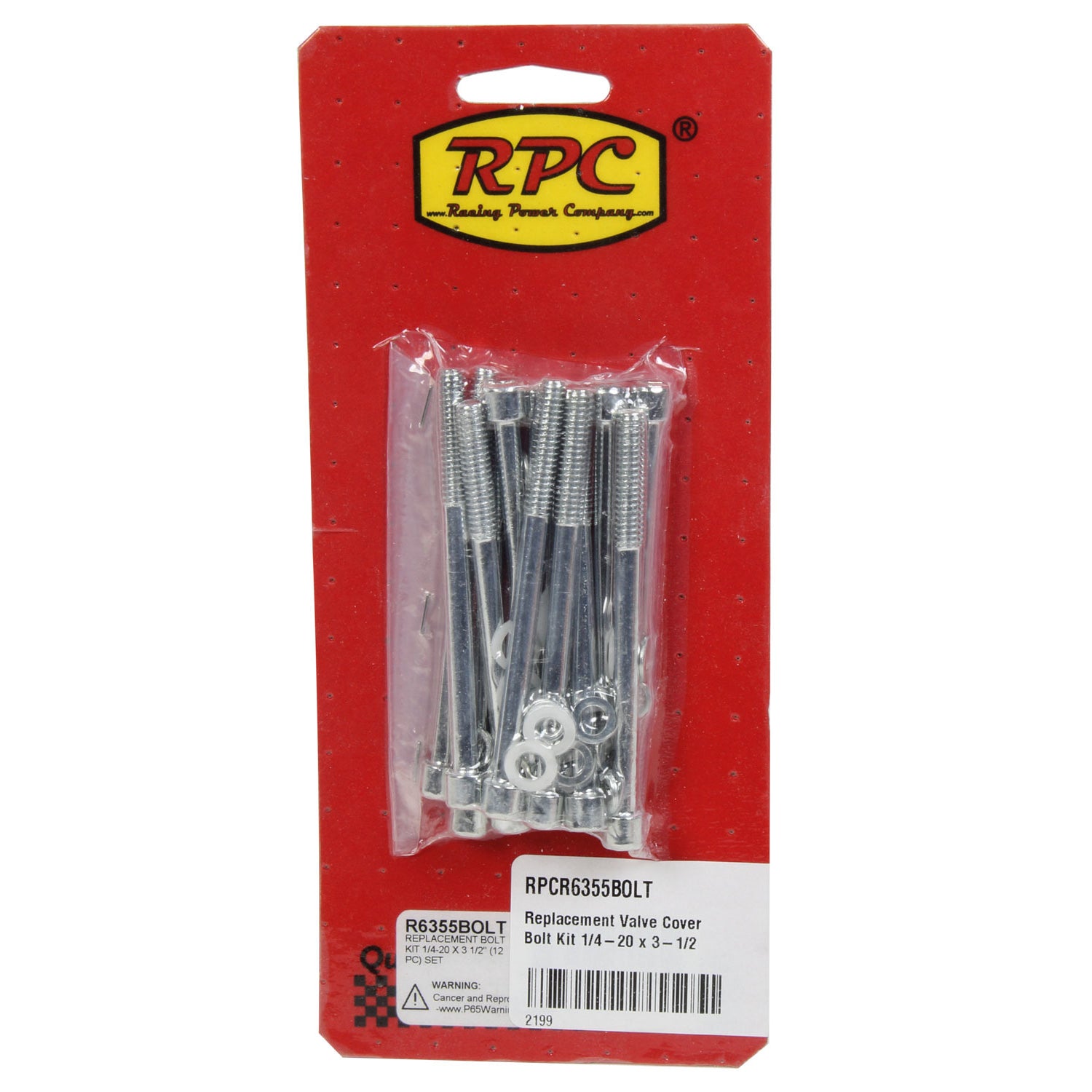 Racing Power Valve Cover Bolt - 1/4-20 in - 3-1/2 in Long - Allen Head - Zinc Oxide (Set of 12)
