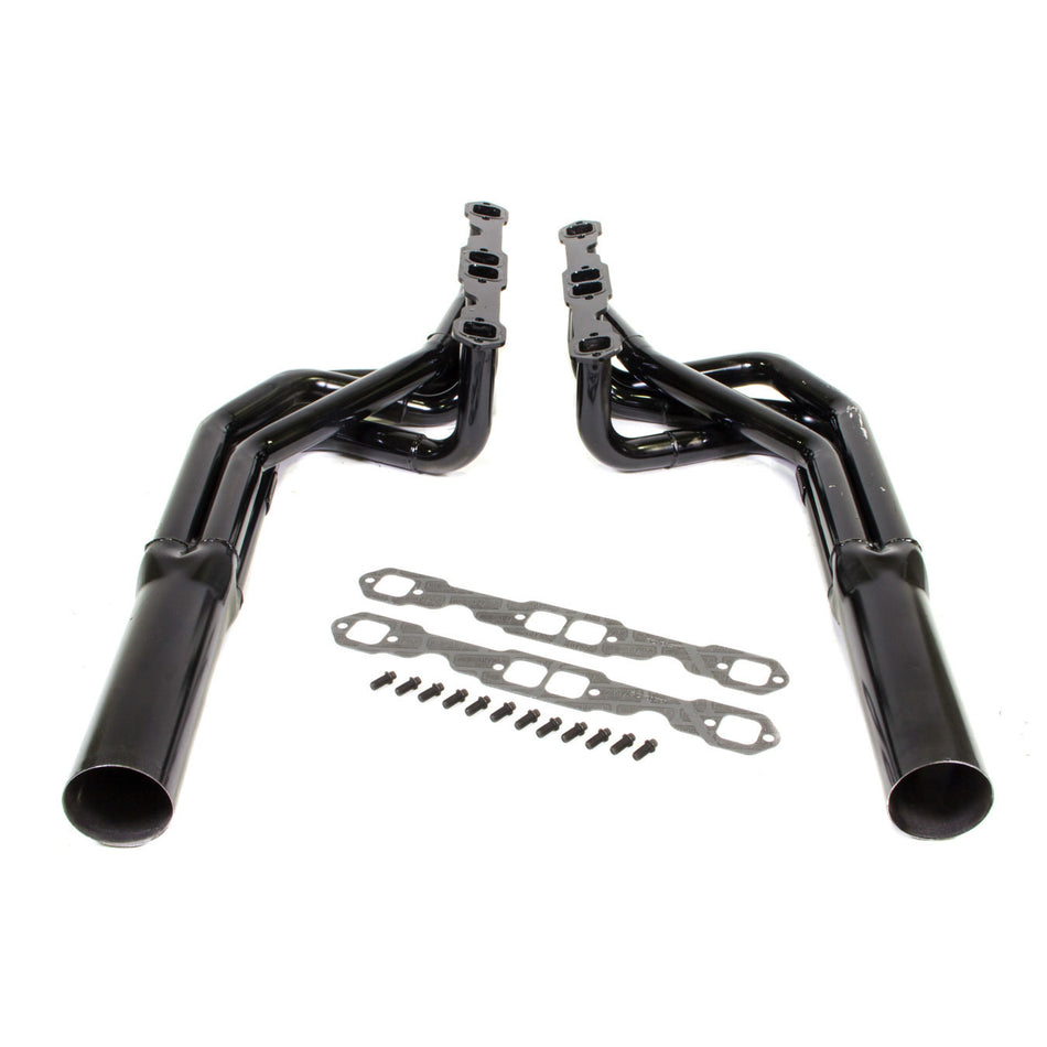 Schoenfeld Sprint Headers - 1.625 to 1.75 in Primary - 3.5 in Collector - Black Paint - Small Block Chevy 1052LV - Pair