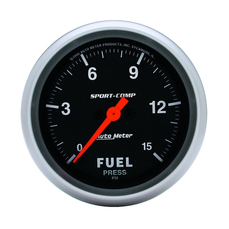 Auto Meter Sport-Comp Electric Fuel Pressure Gauge - 0-15 PSI