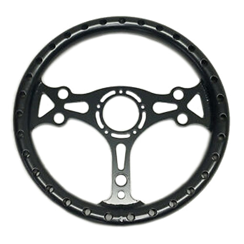 Chassis Engineering Drag Race Steering Wheel - 13" Diameter - 3 Spoke - 2" Dish - Aluminum - Black