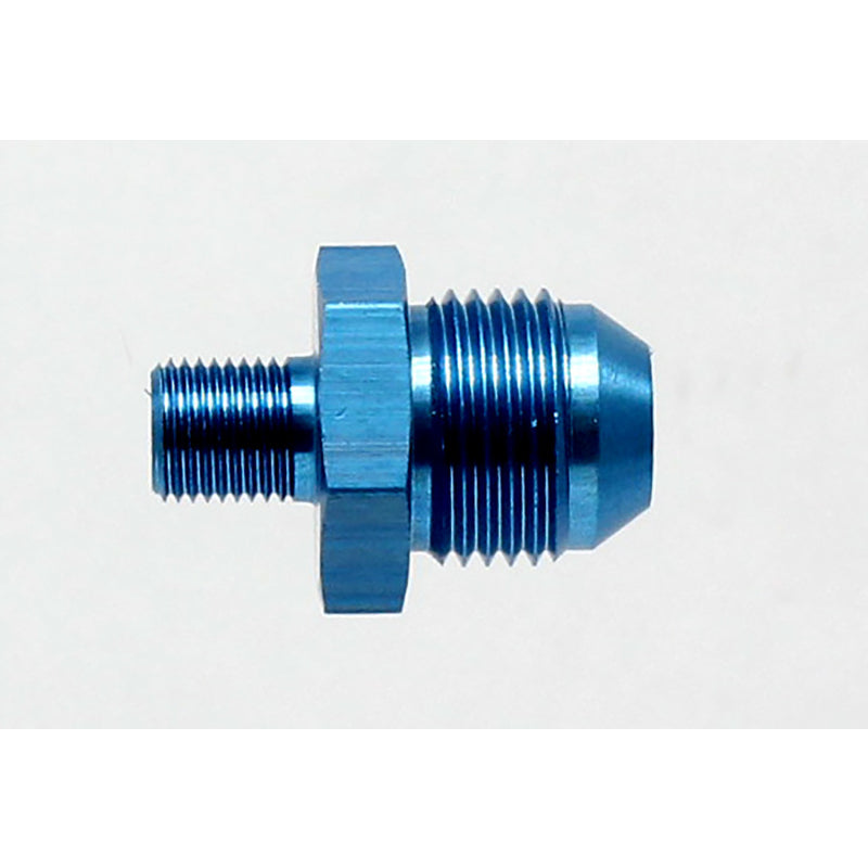 Walbro Fuel Pump Adapter Fitting Straight 10 mm x 1 to 6 AN Male Aluminum - Blue Anodize