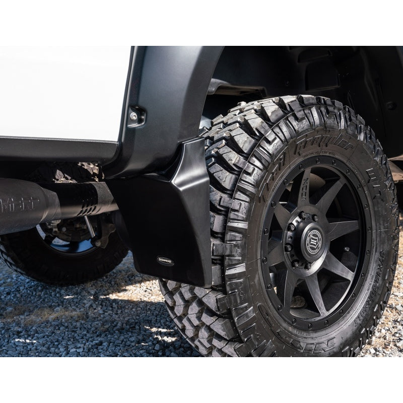 Bushwacker Trail Armor Mud Flap - Rear - Plastic - Black - Bushwacker Pocket Style Flares - F250 - (Pair)