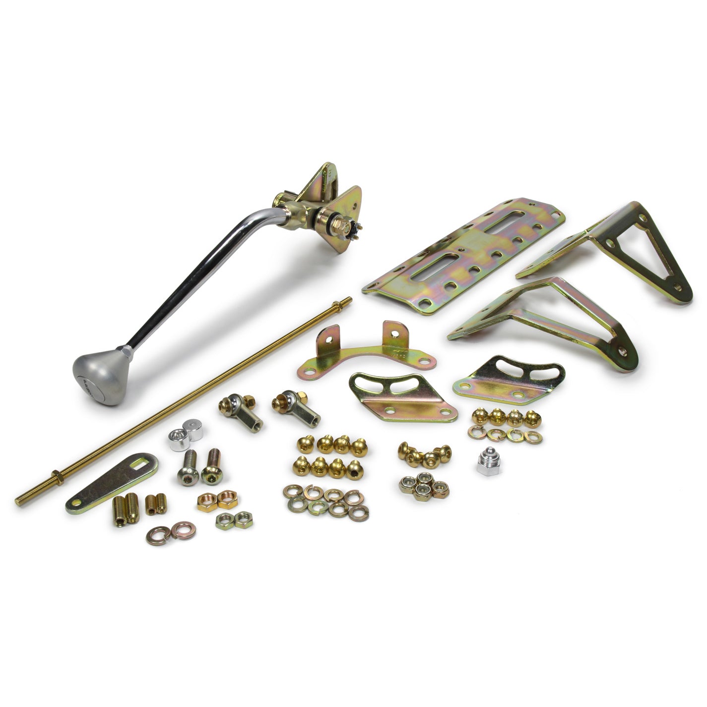 Lokar Nostalgia Shifter - Automatic - Transmission Mount - 12" Stick - Brushed Aluminum Mushroom Knob - TH350