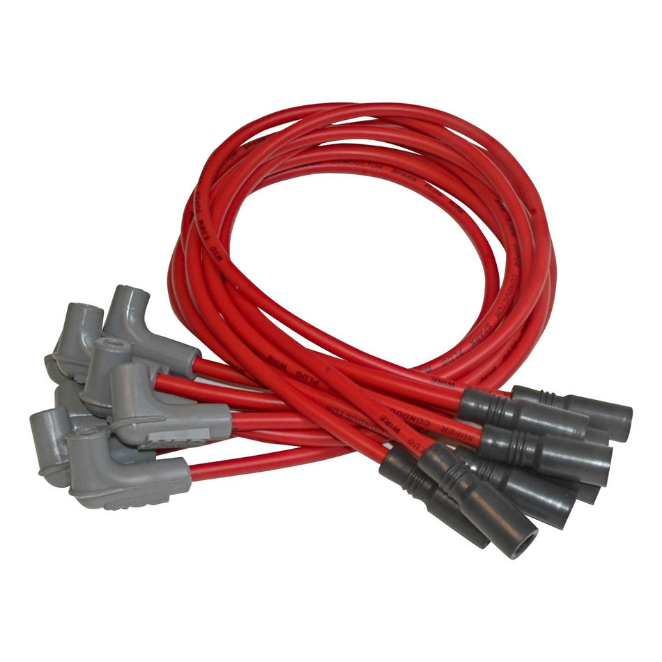 MSD Super Conductor Spiral Core 8.5 mm Spark Plug Wire Set - Red - Factory Style Boots / Terminals - GM LT-Series 1992-97 - GM F-Body 1993-97
