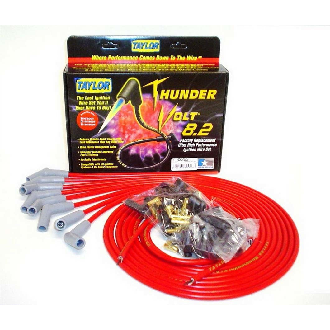 Taylor Universal-Fit Thundervolt 8.2mm Ignition Wire Set - 135° Plug Boots - Red