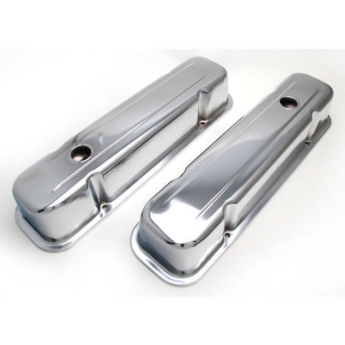 Trans-Dapt Tall Valve Cover - Baffled - Breather Holes - Chrome - Pontiac V8 - Pair