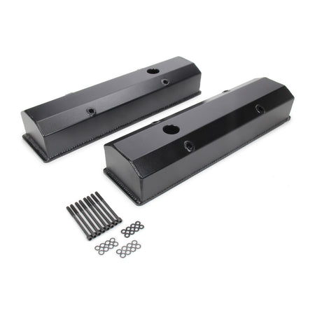 PRW INDUSTRIES Tall Valve Covers Breather Hole Hardware Aluminum - Black Anodize