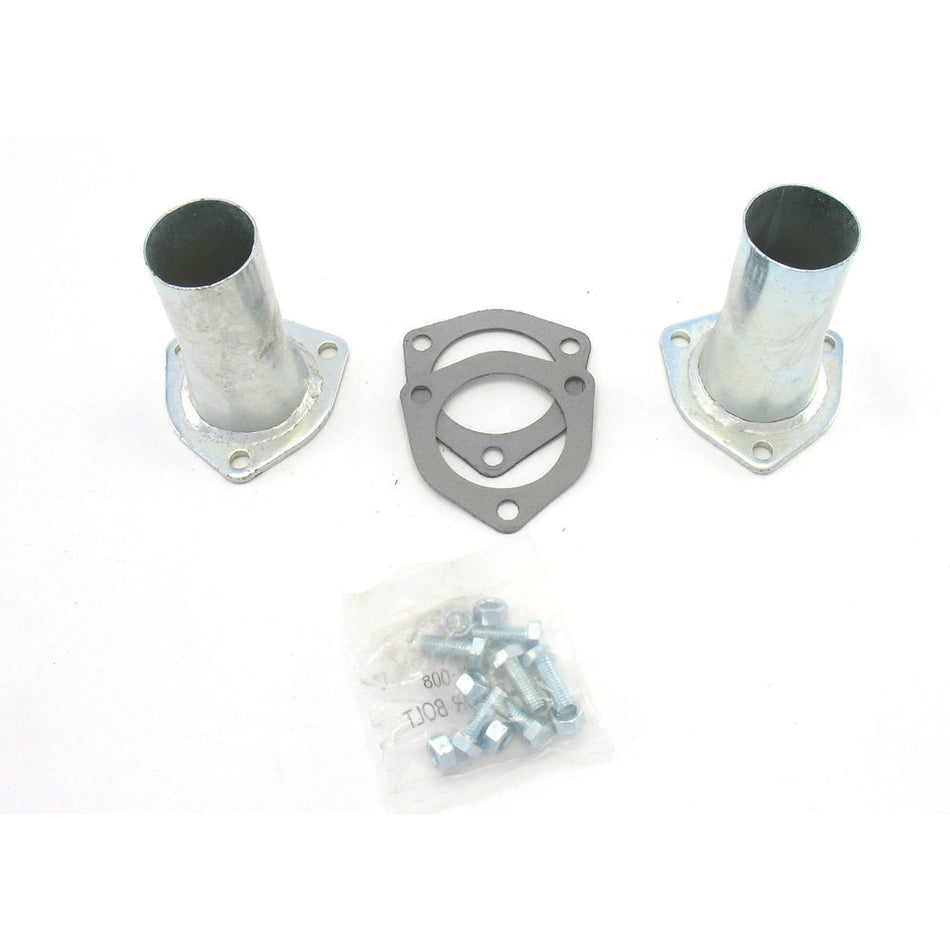 Patriot Exhaust Collector Reducer - 2-1/2 in Inlet to 2 in OD Outlet - 3-Bolt Flange - Gaskets / Hardware - Zinc Oxide H7250 - Pair