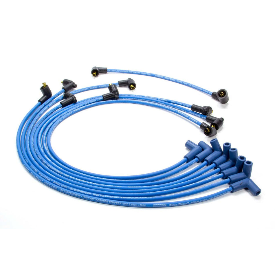 Moroso Blue Max Spiral Core Ignition Wire Set - Spark Plug Wires 1964-74 GM Vehicles w/ 265-400 V8 Engines Non-HEI Terminals