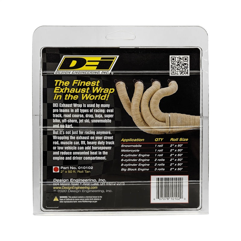 DEI Exhaust Wrap - 2" Wide - 50 ft Roll - Tan