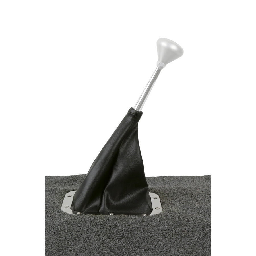 Lokar Rectangular Shifter Boot - 6-3/4 x 5-1/4" Base - Polished Stainless Ring - Vinyl - Black