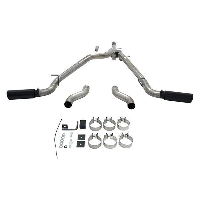 Flowmaster Outlaw Cat-Back Exhaust System - 3 in Tailpipe - 4 in Tips - Black / Natural - GM Fullsize Truck 2014-19