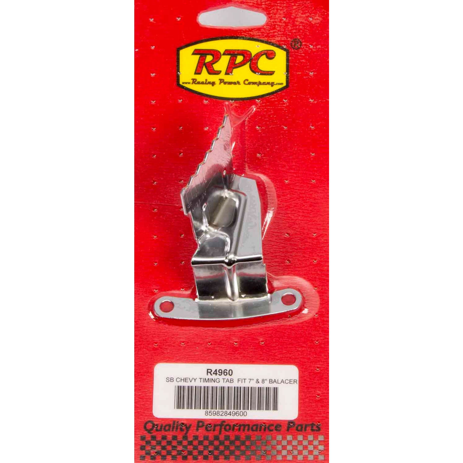 Racing Power Steel Timing Tab Chrome 6-8" OD Balancer Small Block Chevy - Each