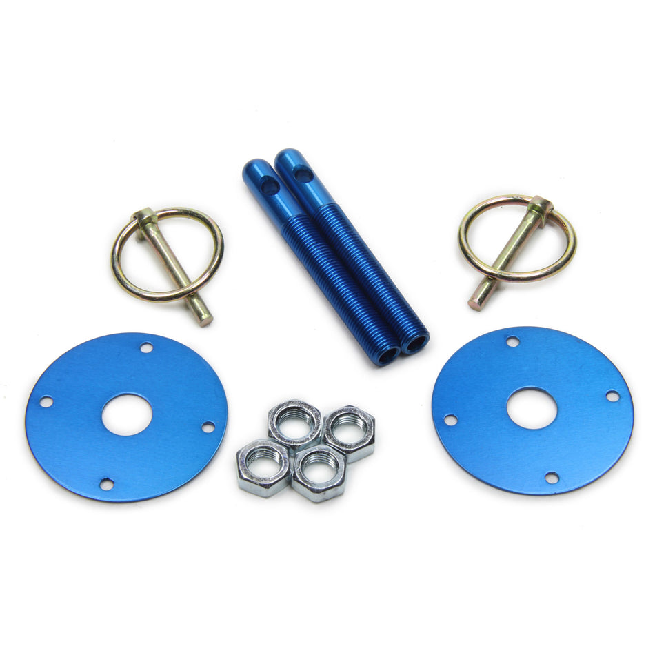 Five Star Hood Pin - 2-1/8" OD Scuff Plates - Torsion Clips - Hardware Included - Aluminum - Blue