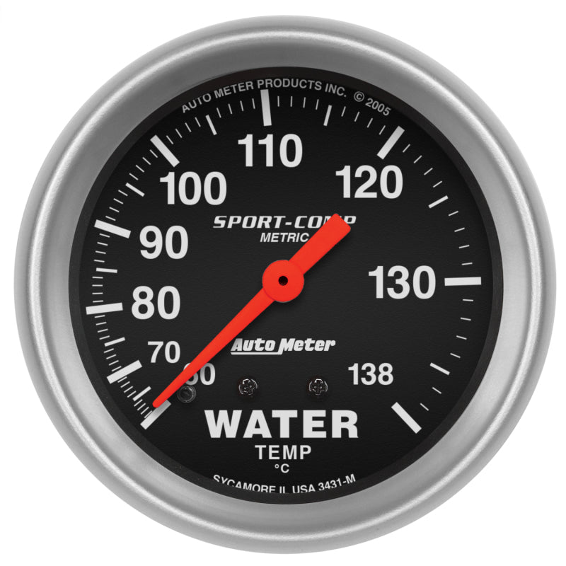 Auto Meter Sport-Comp Mechanical Metric Water Temperature Gauge - 2-5/8"