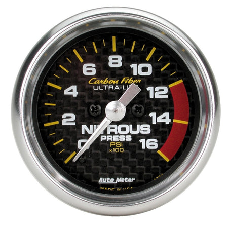 Auto Meter Carbon Fiber Electric Nitrous Pressure Gauge - 2-1/16 in.