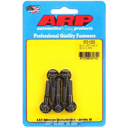 ARP 6 mm x 1.00 Thread Bolt 30 mm Long 8 mm 12 Point Head Chromoly - Black Oxide