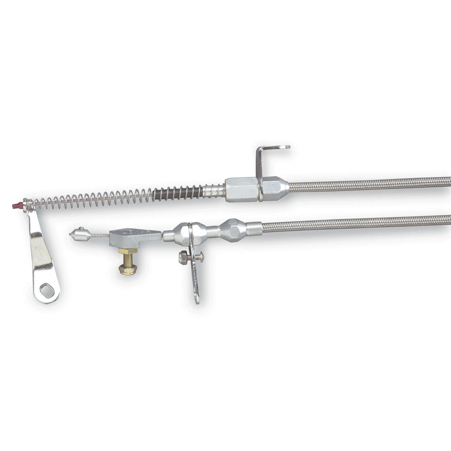 Lokar Hi-Tech Kickdown Cable - Adjustable Length - Braided Stainless Housing - Aluminum Fittings - Natural - AOD