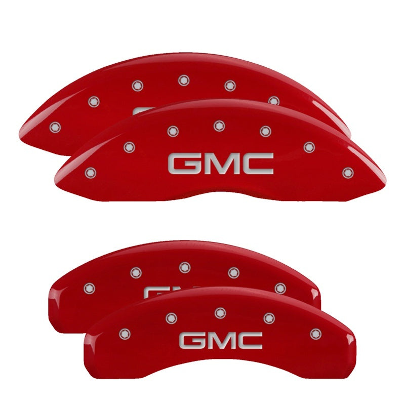 Mgp Caliper Cover GMC Script Logo Brake Caliper Cover Aluminum Red GM Fullsize Truck/SUV 2014-16 - Set of 4