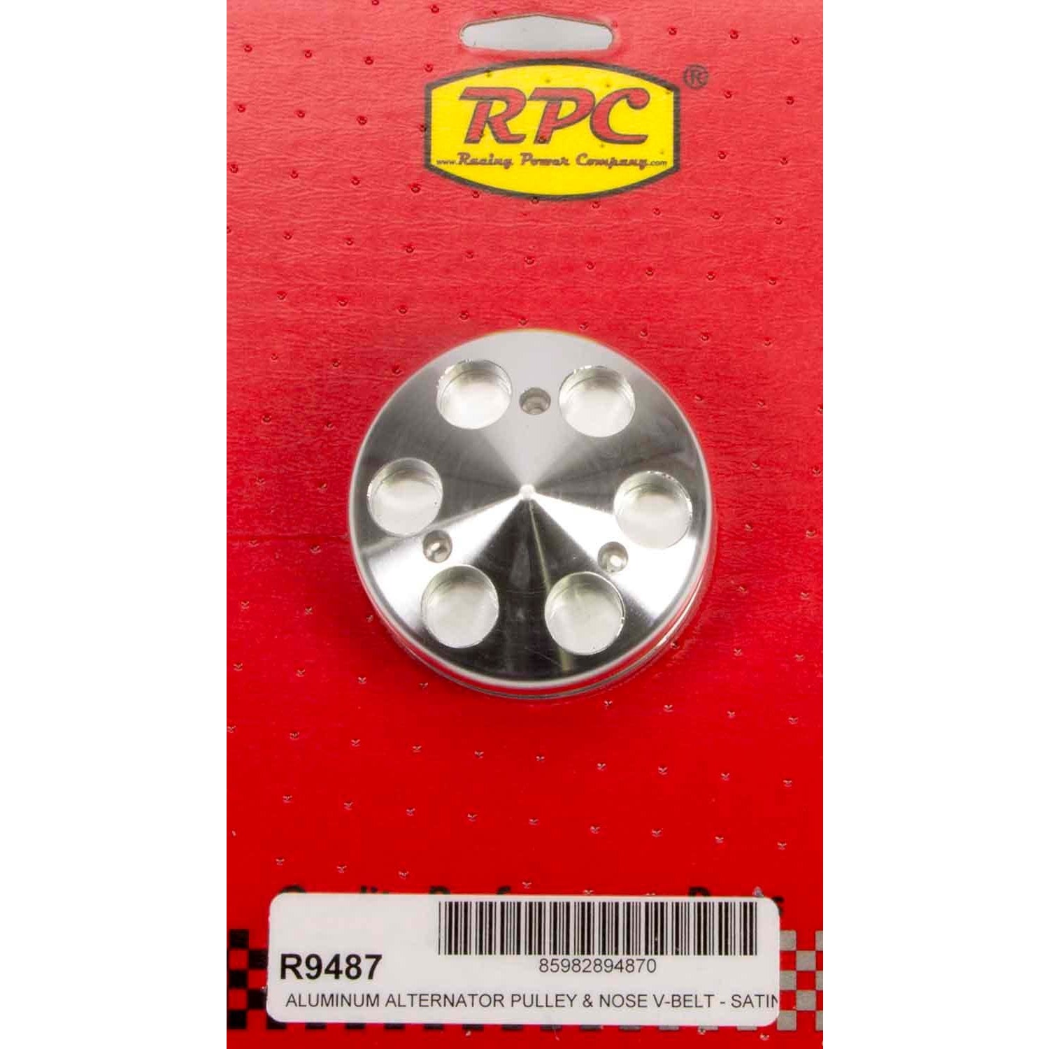 Racing Power V-Belt Alternator Pulley 1 Groove 2-13/16" Diameter Aluminum - Satin