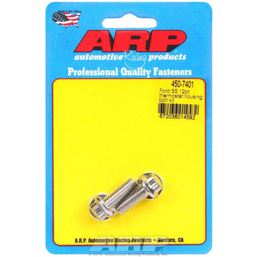 ARP Thermostat Housing Bolt Kit - 5/16 in Male Thread - 0.875 in Long - 12 Point Head - Polished - Small Block Ford