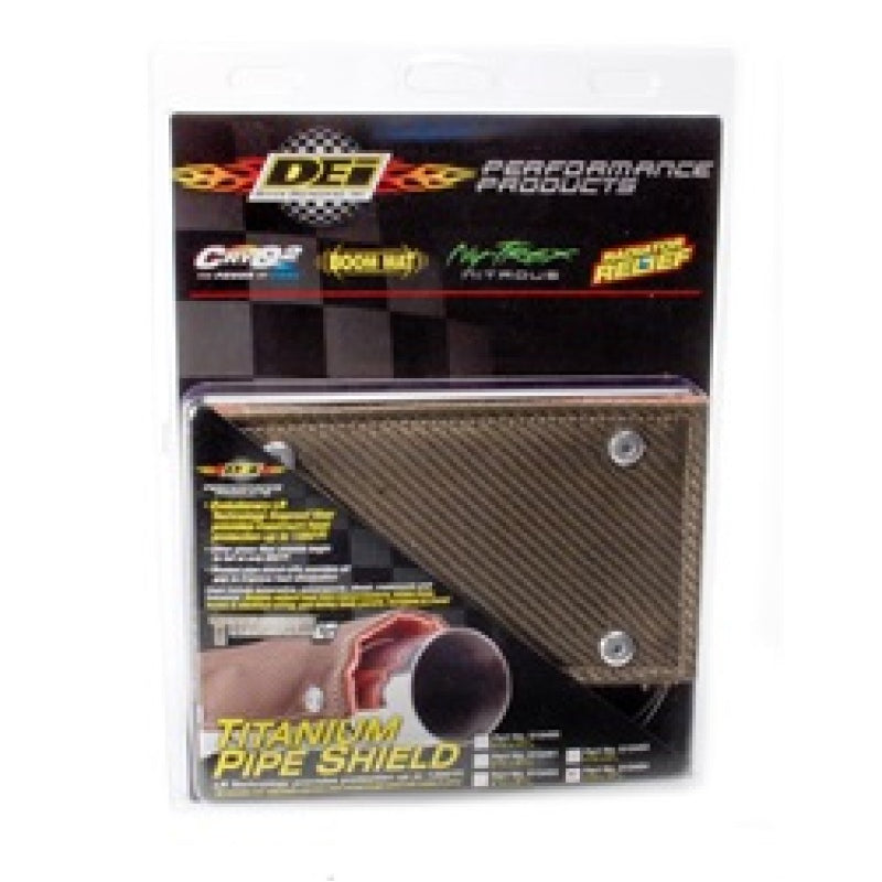 DEI Titanium Pipe Shield Exhaust Heat Shield 4 x 12" Clamp-On Woven Fiberglass - Carbon Fiber Look