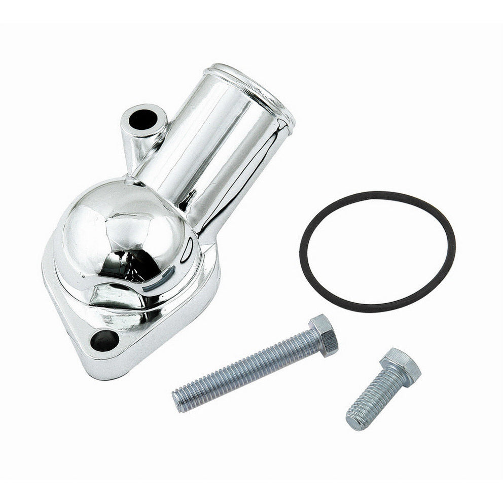 Mr. Gasket 75 Degree Water Neck - 1-1/2 in ID Hose - O-Ring - Chrome - Chevy V8