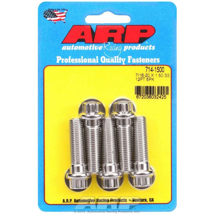 ARP Bolt - 1.500" Long - 7/16" 12 Point Head - Stainless - Polished - Universal - (Set of 5)