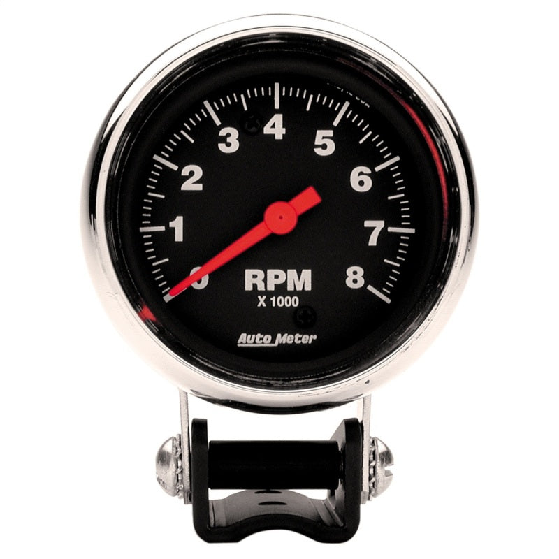 Auto Meter Z-Series 8000 RPM Tachometer - Electric - Analog - 2-5/8 in Diameter - Pedestal Mount - Black Face 2893
