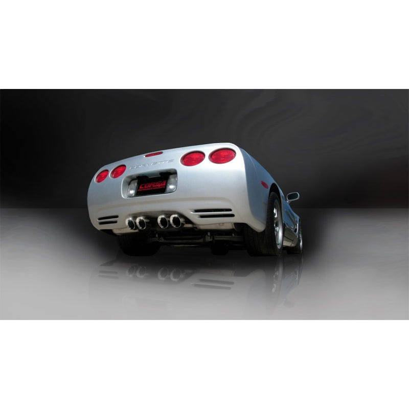 Corsa Sport Exhaust System - Cat-Back - 2.5" Diameter - Dual Rear Exit - Twin 3.5" Polished Tips - Stainless