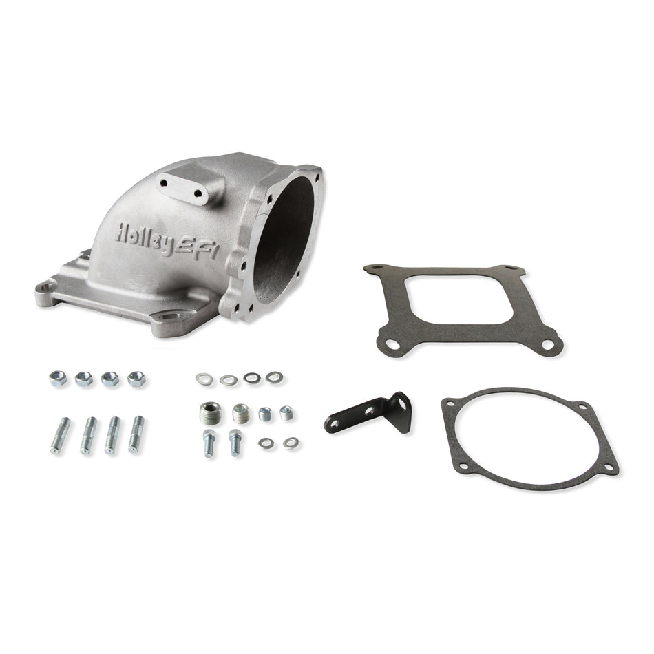 Holley EFI Throttle Body Adapter - Elbow - Ford 105 mm Throttle Body to Square Bore Mounting Flange