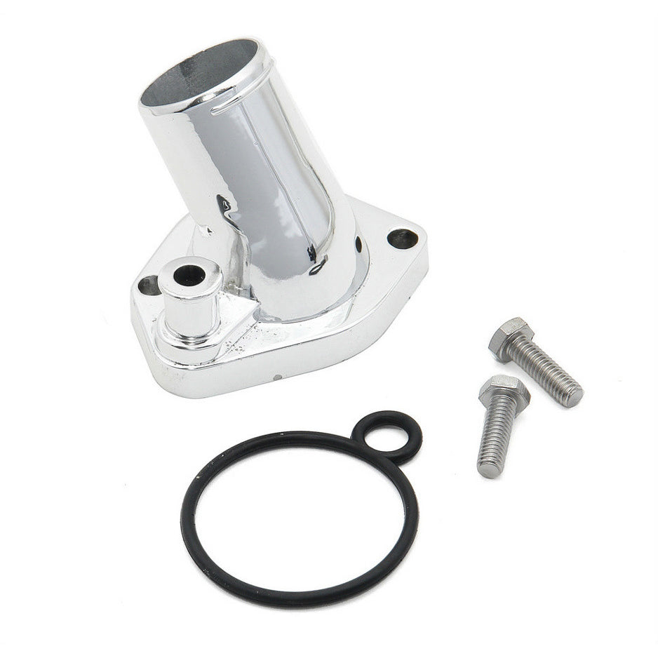 Mr. Gasket 45 Degree Water Neck - 1-1/2 in ID Hose - O-Ring - Chrome - Small Block Ford
