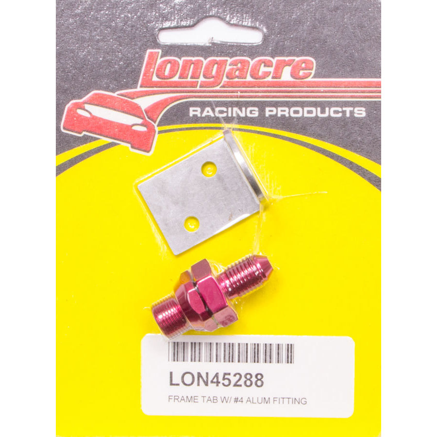 Longacre #4 Brake Line Frame Fitting w/ Tab & Nut