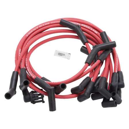 Edelbrock Max-Fire Spark Plug Wire Set Spiral Core 8.5 mm 45 Degree Plug Boots HEI/Socket Style Small Block Ford - Red