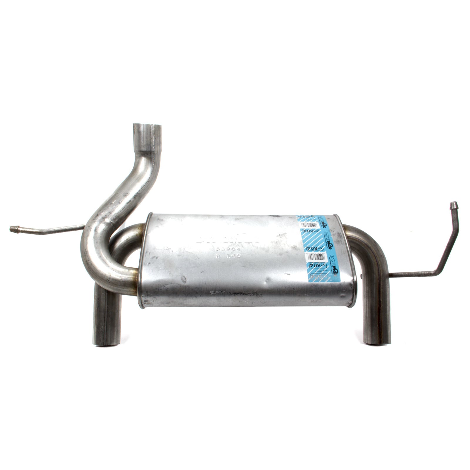 DynoMax Super Turbo Muffler 2-1/2" Offset Inlet 2-1/2" Dual Outlets 29-1/4" Long - Stainless