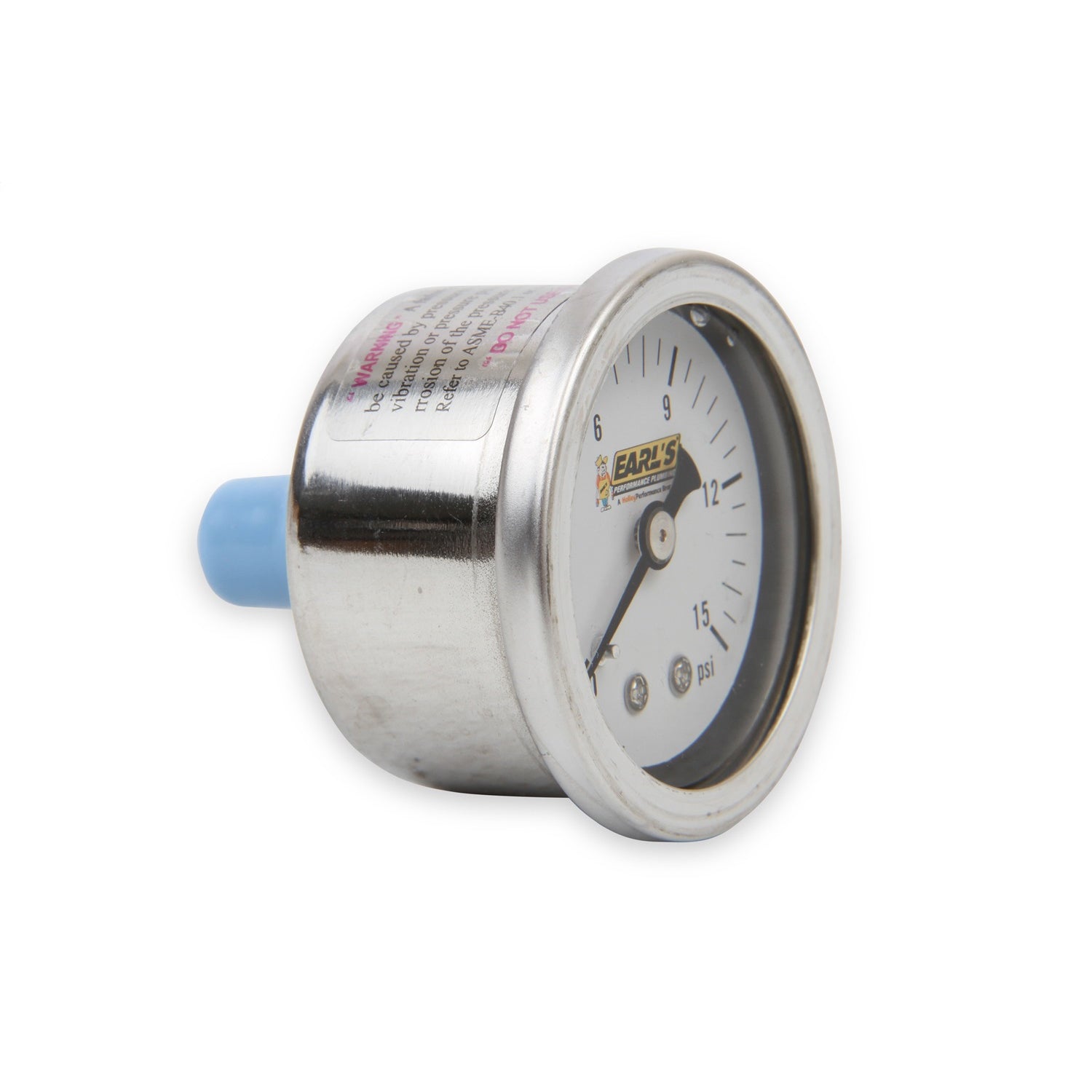 Earl's Oil Filled Fuel Pressure Gauge - 0-15 PSI - 1/8" NPT - Male Thread