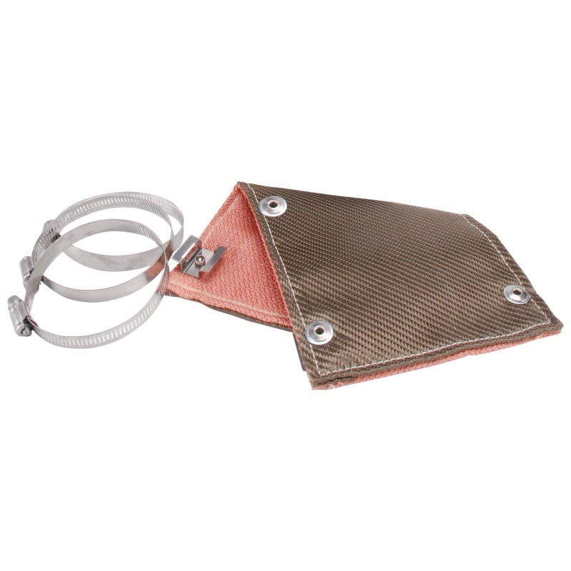 DEI Titanium Pipe Shield Exhaust Heat Shield 6 x 12" Clamp-On Woven Fiberglass - Carbon Fiber Look
