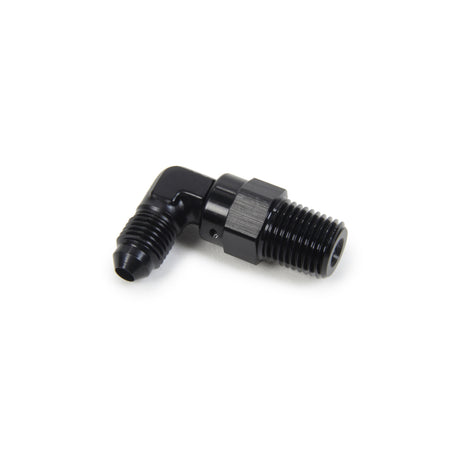 Triple X Adapter Fitting 90 Degree 4 AN Male to 1/4" NPT Male Swivel Aluminum - Black Anodize