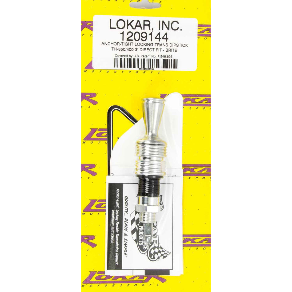 Lokar Anchor Tight Locking Direct Mount Transmission Dipstick - Direct Mount - Clear Anodized - TH350 / TH400