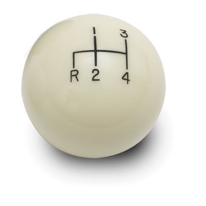 Lokar Solid Shifter Knob 3/8-16 and 3/8-24" Thread Plastic Ivory - 4 Speed