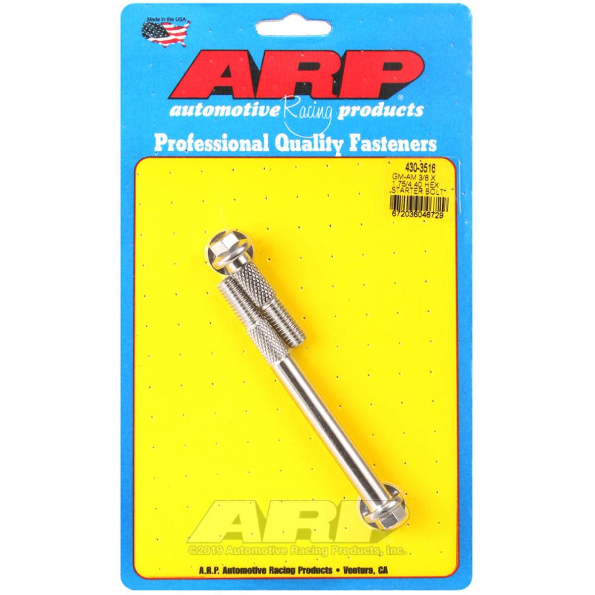 ARP 1.750/4.400" Long Starter Bolt Hex Head Stainless Polished - Gear Reduction Starter